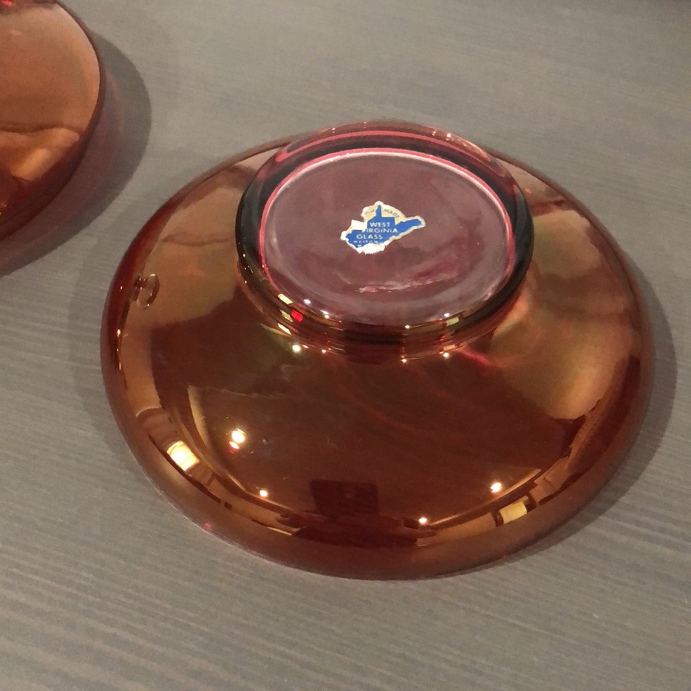 Gorgeous Iridescent Red Vintage Covered Glass Dish - Picture 7 of 13